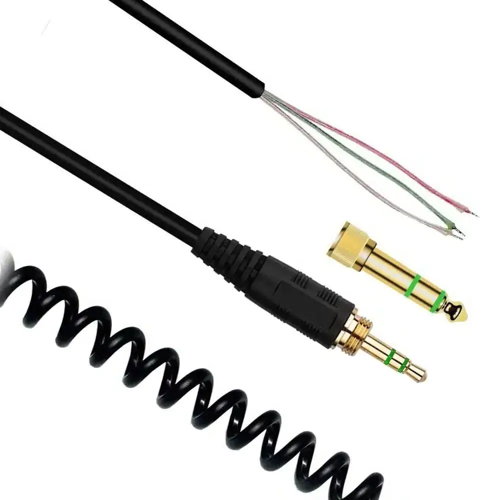 Coiled Replacement Stereo Audio Cable Extension Music Cord Wire for Beyerdynamic DT 770 990 PRO Headphones with 3.5mm 6.5mm Plug