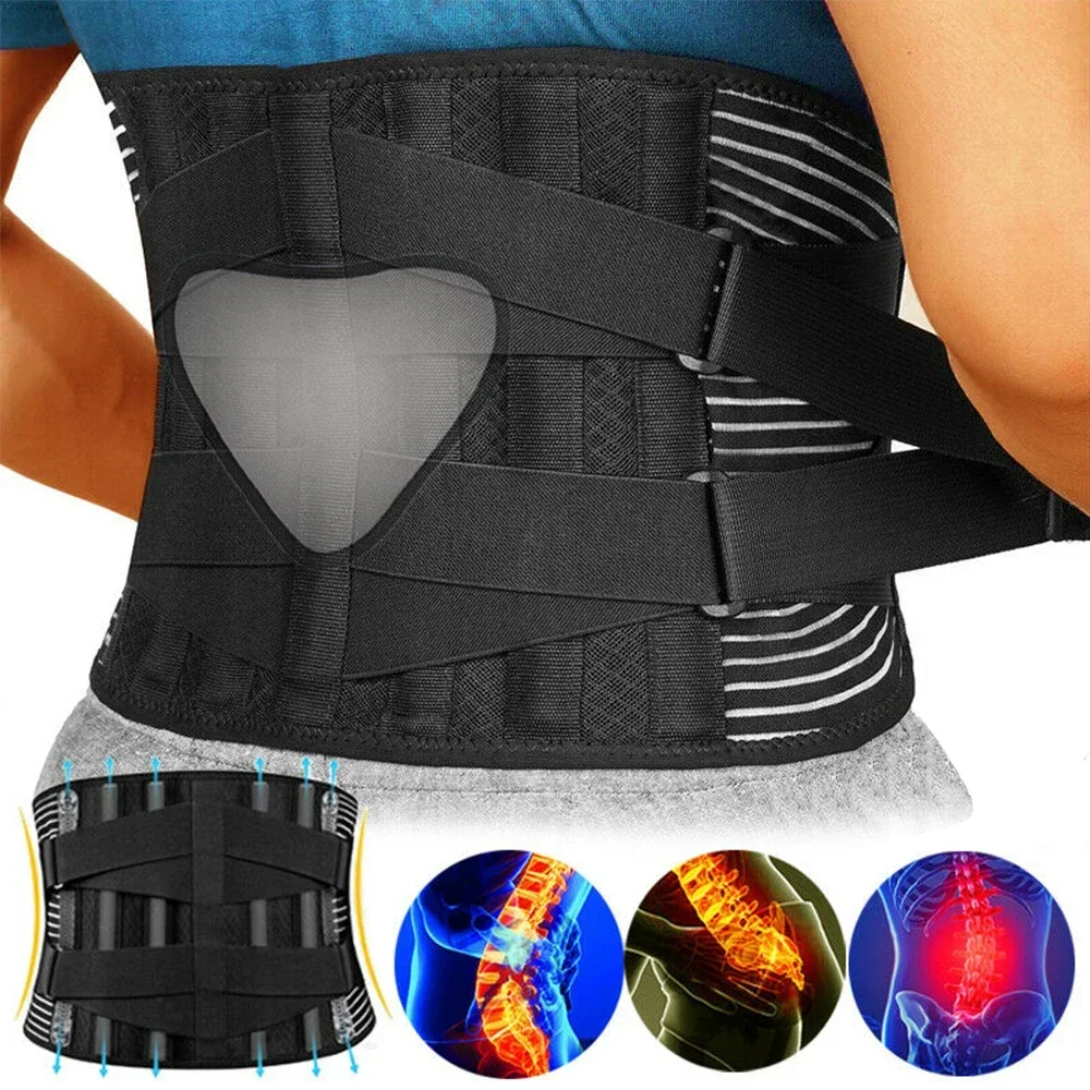 

Black Adjustable Lumbar Support Belt, Double Pull Back Waist Orthopedic Corset, Decompression back Pain Relief, Tighten Abdomen