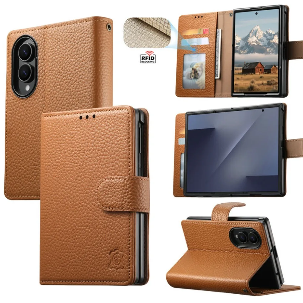 Flip Case For Samsung Galaxy Z Fold 8 5G RFID Leather Wallet Funda For Galaxy Z Fold8 Wide Case Z Fold 8 Cover