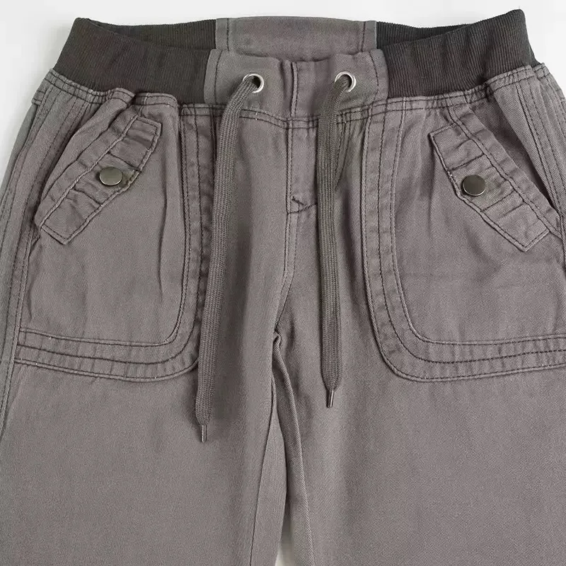 2025 américain rétro Y2K mode Patchwork taille basse gris Baggy jean Pantalon pour femmes vêtements gothique dame Pantalon Femme