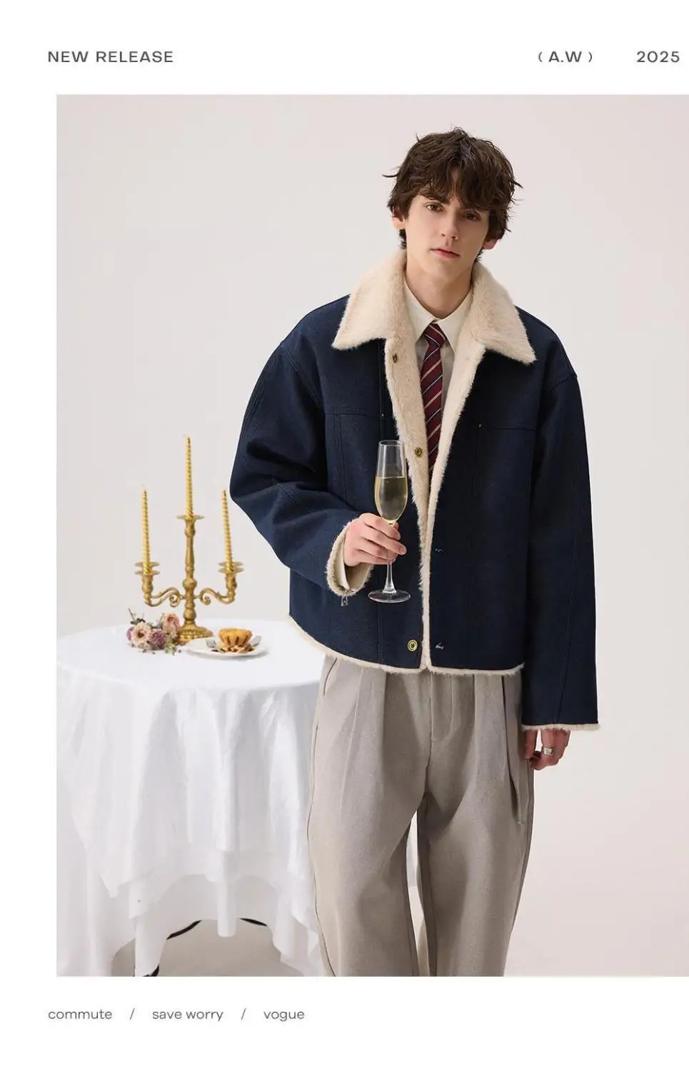 2026 New Solid Color Warm Jackets Men Winter Lapel Fur Collar Loose Coats Male Long Sleeve Cotton-padded Overcoats C915