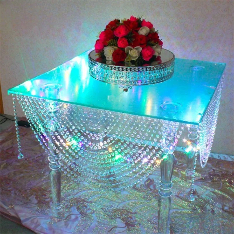 acrylic table with LED Light,crystal acrylic table for wedding cake stands,acrylic wedding table decoration