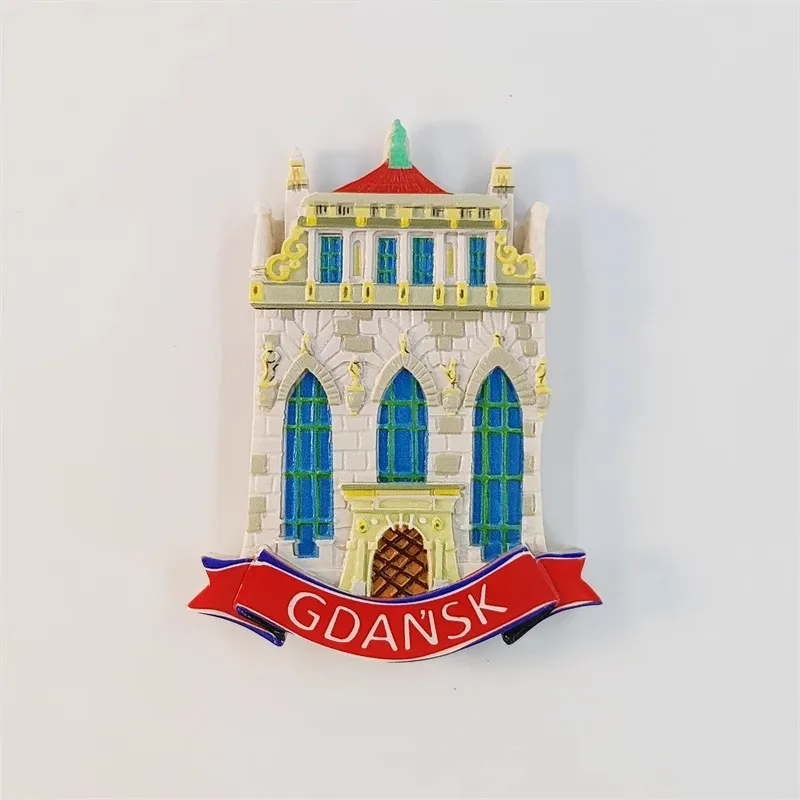 Gdansk Golden Gate, Poland Handmade Painted 3D Fridge Magnets Tourism Souvenirs Refrigerator Magnetic Stickers