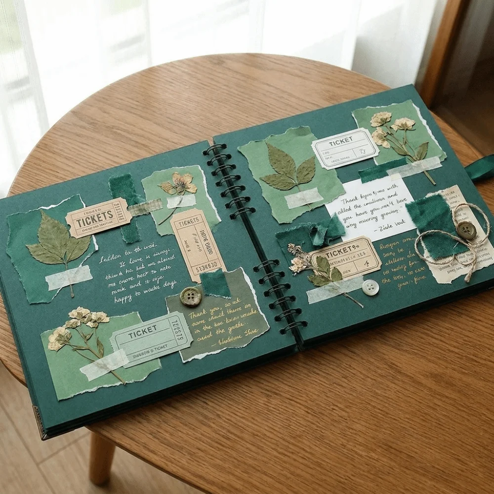 Self Adhesive Photo Album Notepad Blank Pages Hardcover Album Scrapbook Memory Book Lay-Flat Design Kraft Paper Journal Notebook
