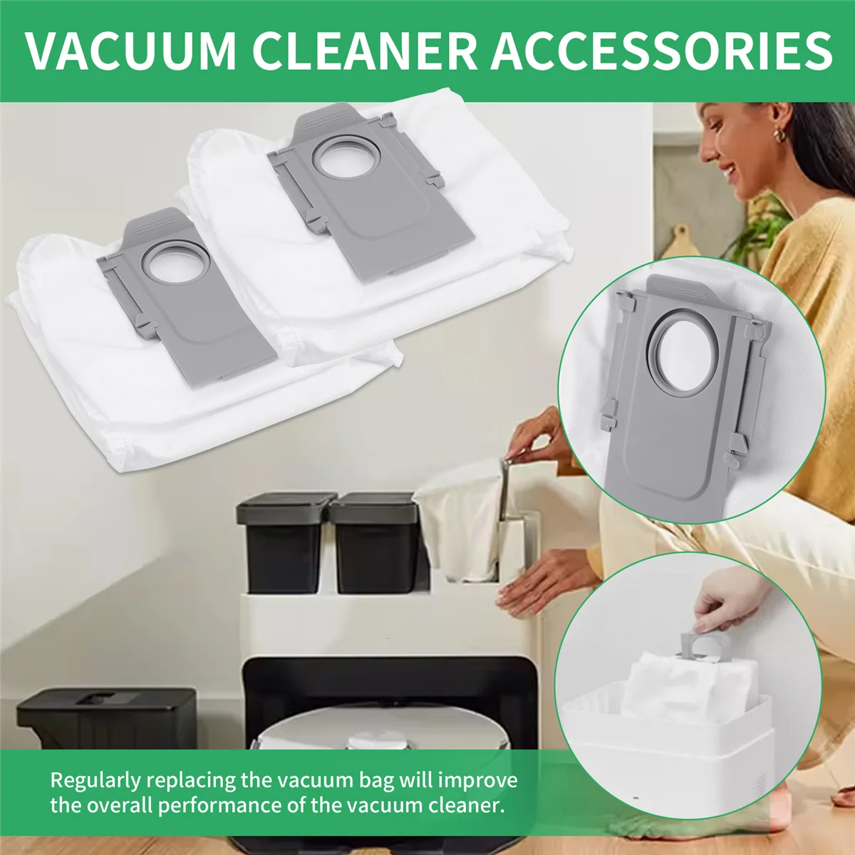 A92G 12 عبوة من أكياس الغبار لـ Max / Max+ / للمكنسة الكهربائية S7 MaxV Ultra/S7 Pro Ultra