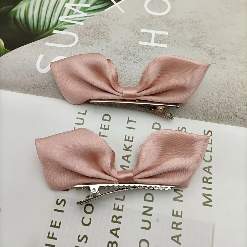 2pcs Ribbon Standing Hair Bows Clips Vintage Bowknot Side Hairpin Cute Girls Barrettes Headdress  Hair Accessories for Women