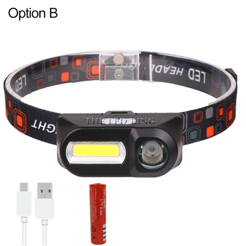 3800LM Mini XPE+COB LED Headlight Headlamp Head Lamp Flashlight USB Rechargeable 6 modes Camping Hiking Night Fishing Light