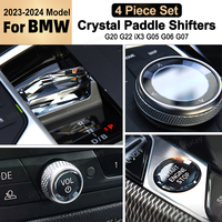 4 Piece Set Crystal Gear Paddle Shifter Knob Metal Base For BMW G20 G21 G22 G23 G26 G28 IX3 G08 X5 G05 X6 G06 X7 G07 2023 2024