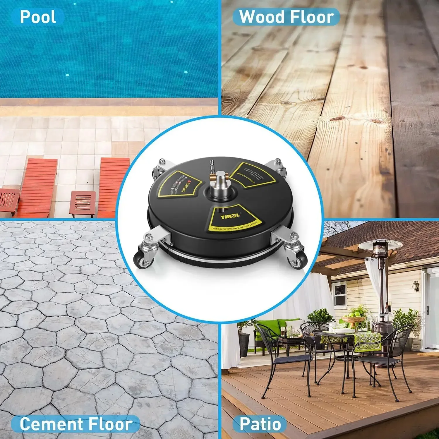 

Прочный очиститель дорожных покрытий из нержавеющей стали, 15-дюймовый круглый, для мойки дорог и автомобилей, высоконапорный, для строительных площадок