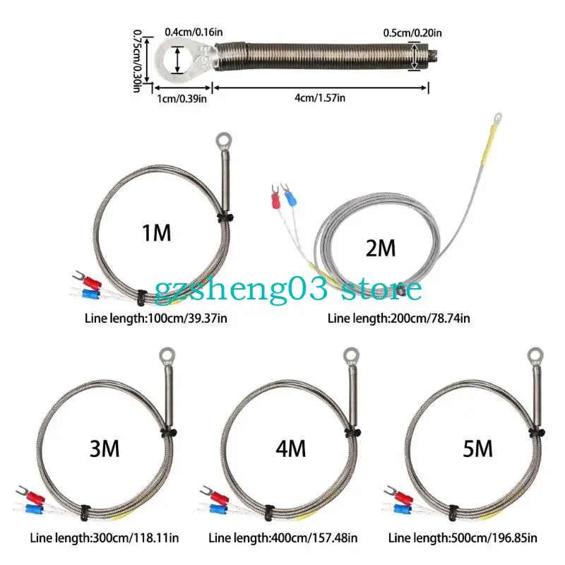 U75C K 타입 열전대 온도 센서 4mm 홀 열 저항 고온 프로브 고속 응답 3 4 5m 와이어