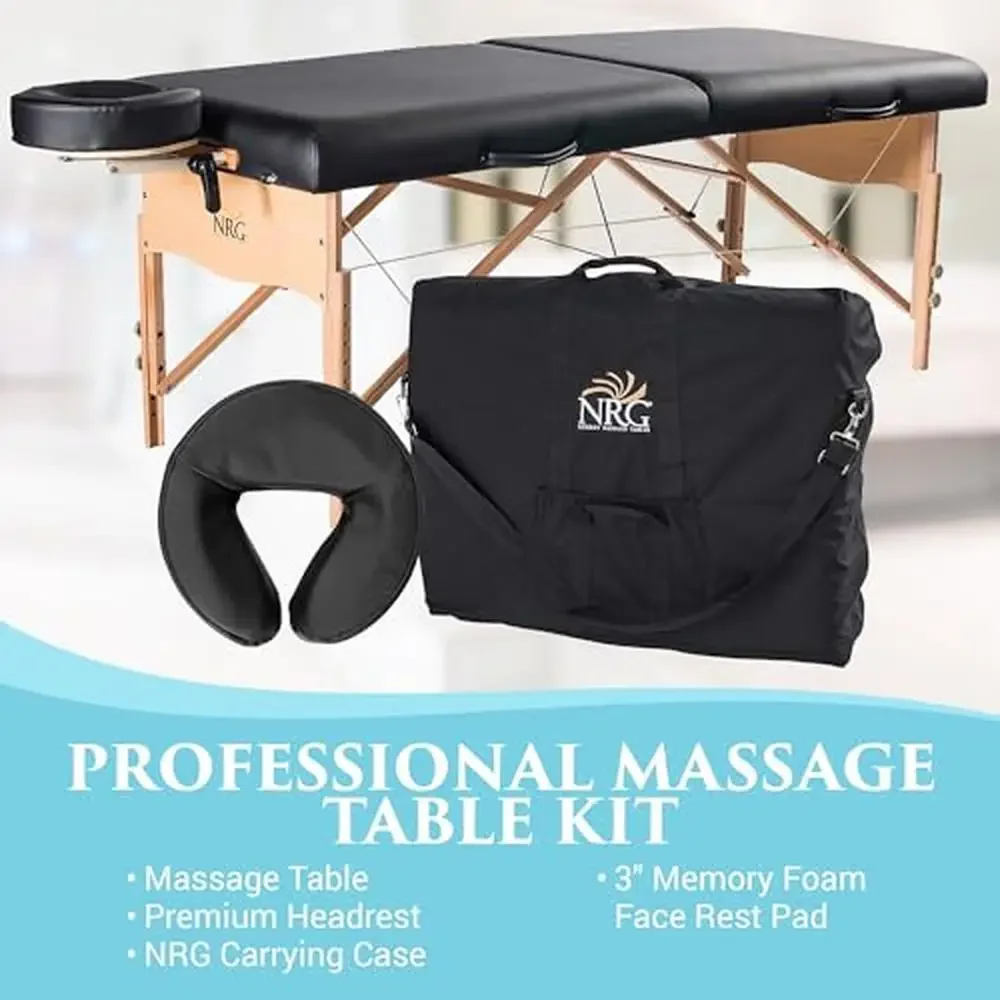 Adjustable Face Cradle Lightweight Portable Spa Bed Deluxe Memory Foam Chi Massage Table Kit with Carrying Case Black Height