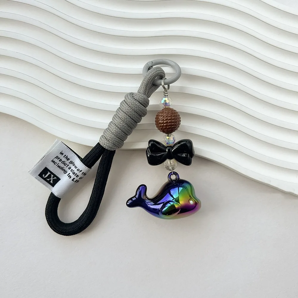 New Anti Lost Knot Dolphin Keychain Rope Strap Multicolor Braided Lanyard Charm Keyring Women