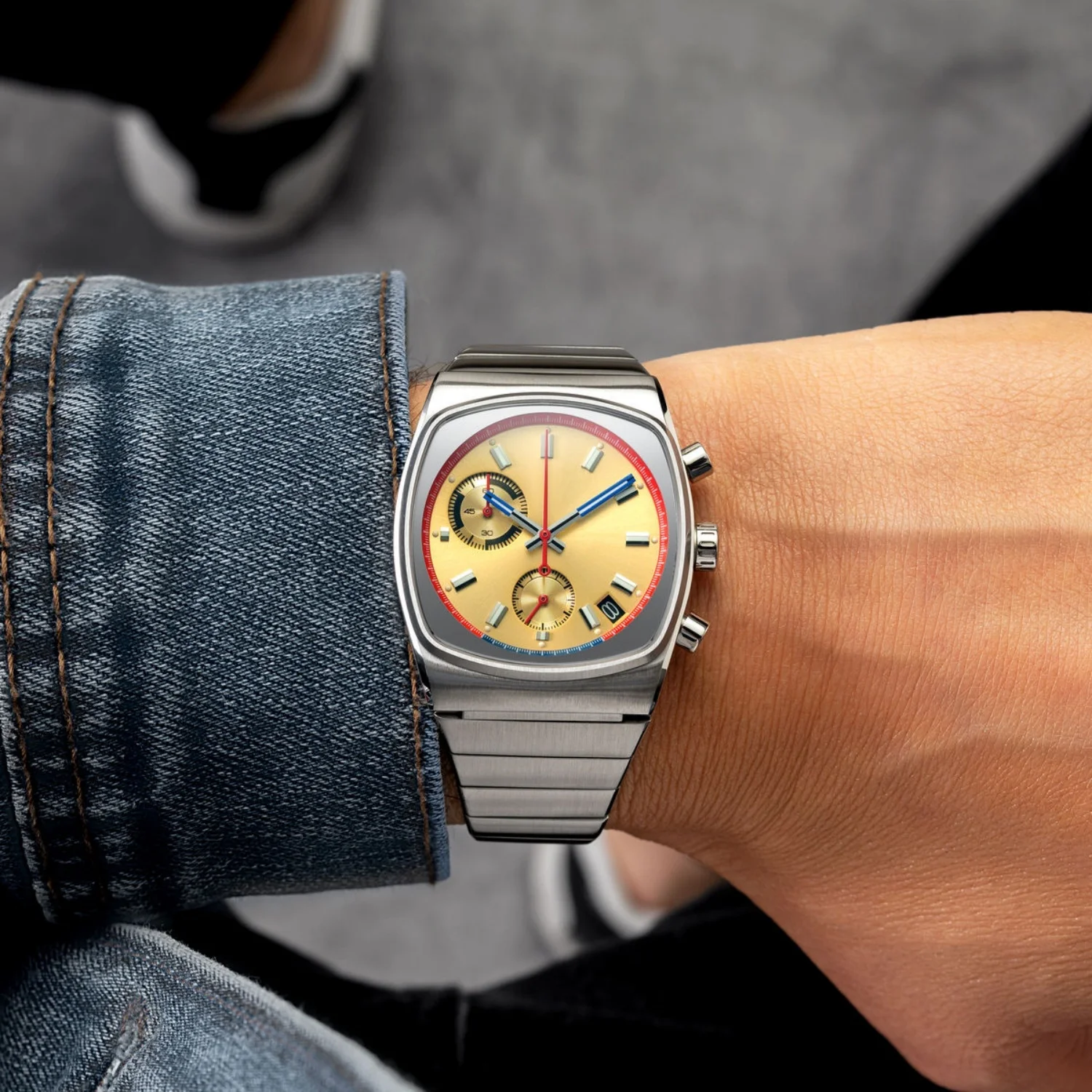 CILOA Sports Square Gold Watch para homens, presente de luxo elegante e de alta qualidade, relógio de quartzo à prova d'água de aço inoxidável