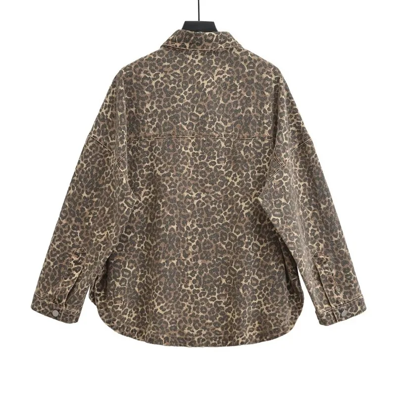 TRAF ZR Lady Jackets Women's Autumn Coat Leopard Print Blouses Jacket New in Coats Y2k Vintage Top American Vintage Urban Coats