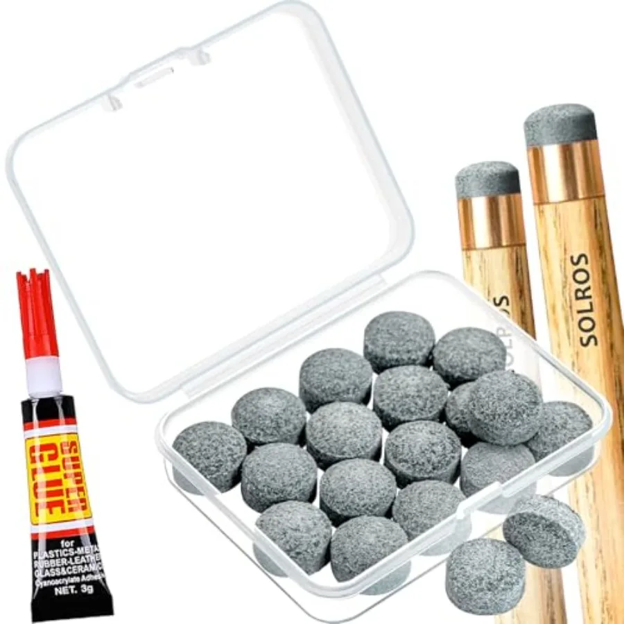 

Billiard Pool Cue Tips - Pool Cue Stick Tips Replacement Repair Kit Billiard Cue Tips with Storage Box for Pool Table Cues Stic