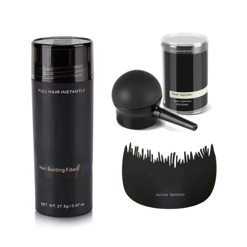 3pcs Set Hair Building Fiber Cover Sparse Hair Or Bald Spots Hair Loss Regrowth Treatment Keratin Hair Fibers Powder Applicator