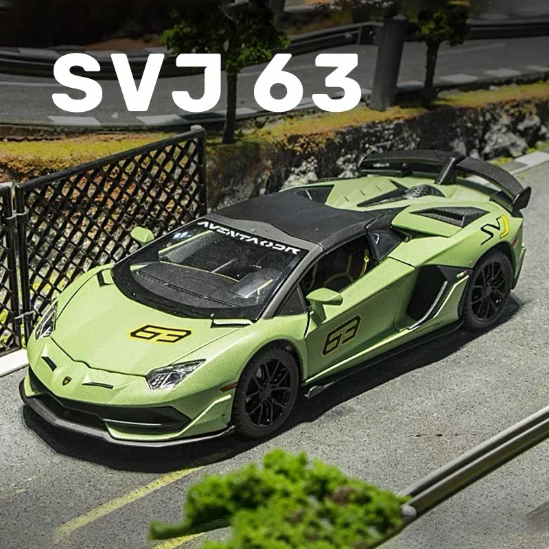 1:24 Lamborghini Aventador SVJ 63 Alloy Diecast Car Model Sound Light Car Lovers Collection Kids Birthday Gift Boys Toys A551 