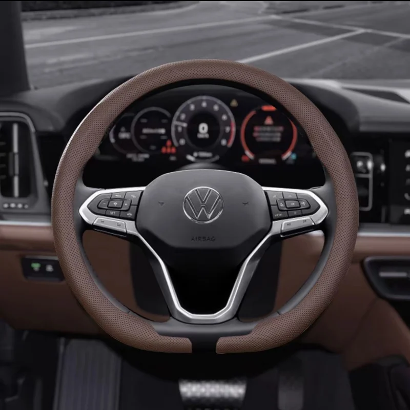 

Nappa Leather Car Steering Wheel Cover For Volkswagen Passat Golf GTI Beetle Tiguan Touareg Polo T-ROC ID.3 ID.4 Jetta T-Cross