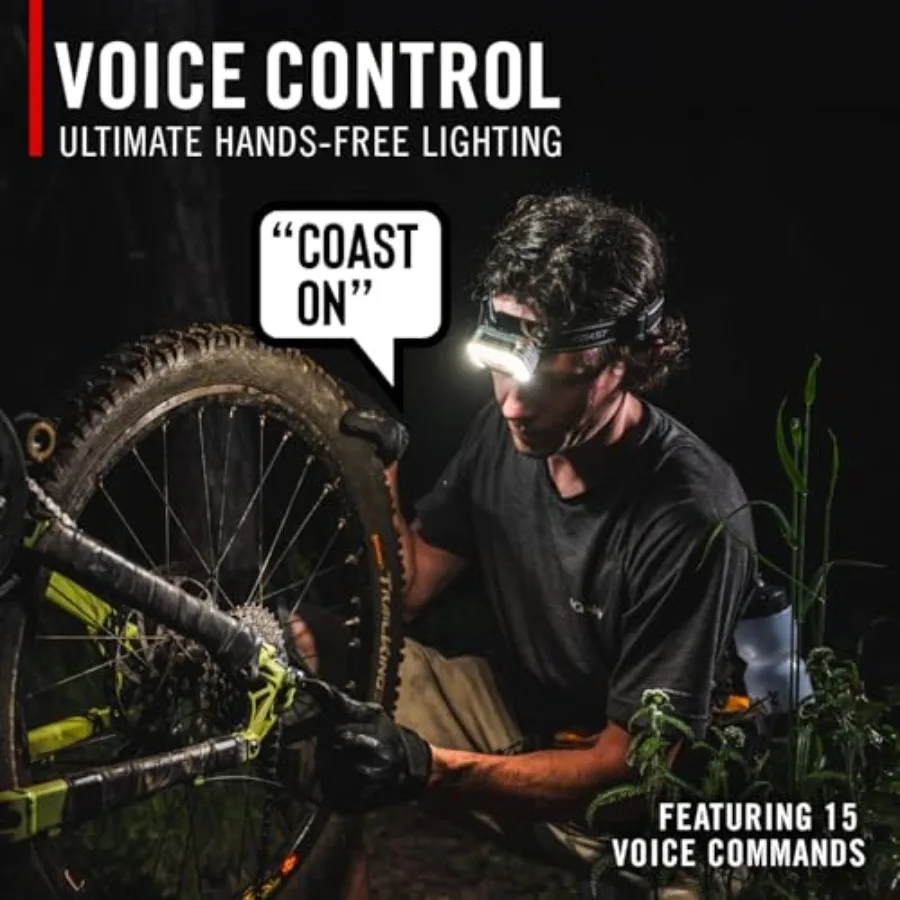RL35R Voice-Controlled 1100 Lumen Rechargeable LED Headlamp with ARC280™ Lighting 4 Color Modes Rear-Facing Safety Signal Varia