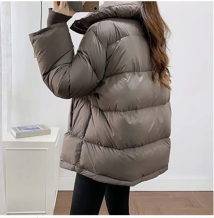 겨울 새로운 여성 다운 재킷 방풍 스탠드 칼라 느슨한 통근 따뜻한 재킷