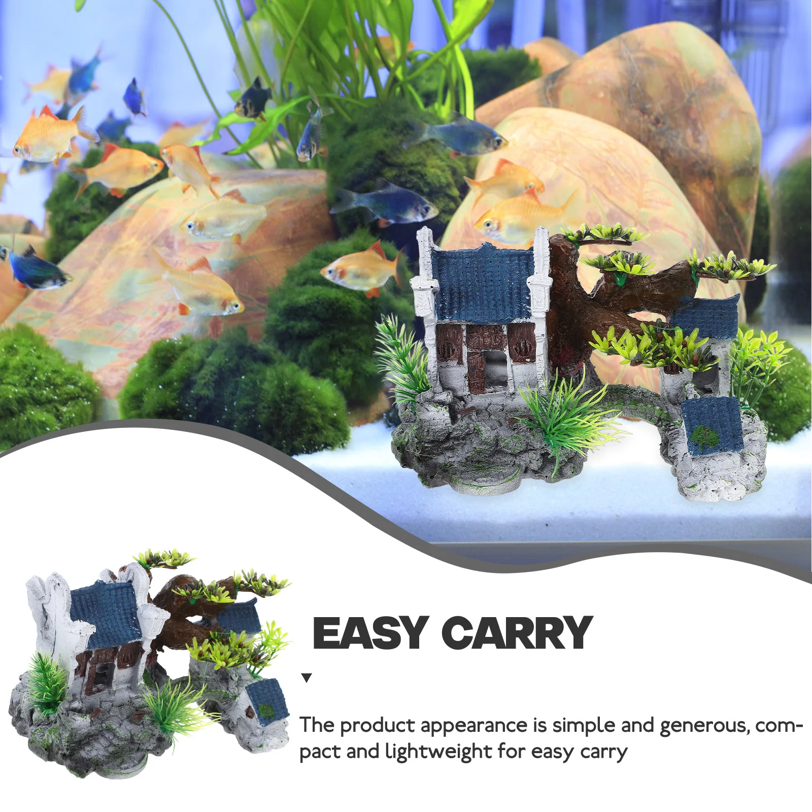 

Jiangnan Small Decoration Lifelike Chinese Style Resin Fish Tank Ornament Aquarium Hiding Cave Craft for Aquatic Animals