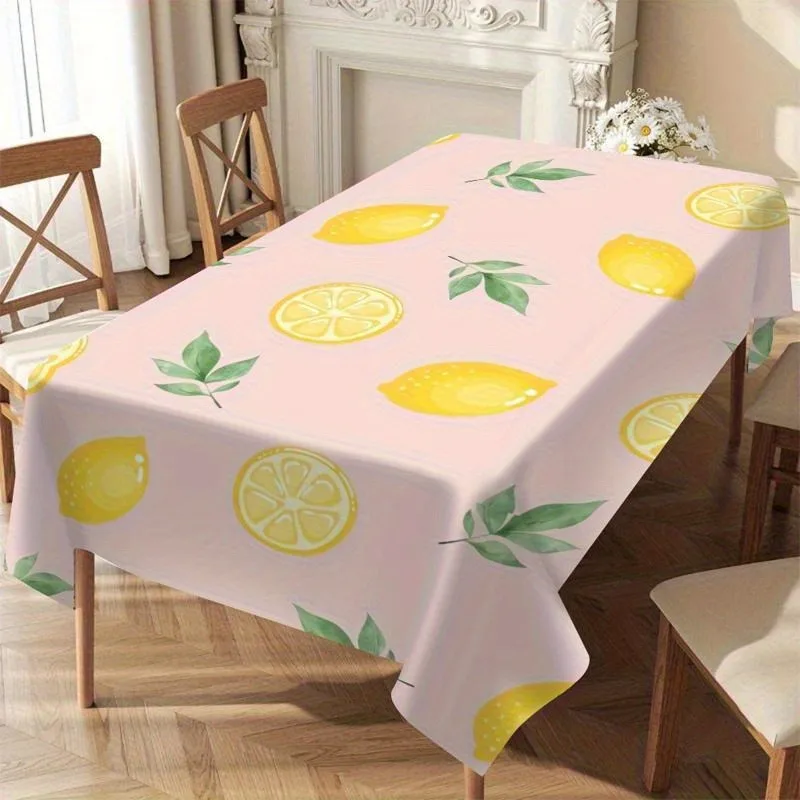 1pc Tablecloth, Soft Fashion Aesthetic Lemon Theme Pink Lemon Slice Design, Suitable for Birthday Parties, Weddings, Shower Part
