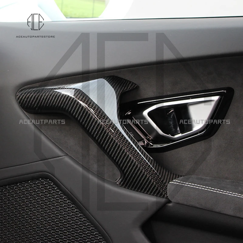 For Lamborghini Huracan LP610 LP580 Evo 2014-2021 Real Carbon Fiber Inner Door Handle Replace Type Interior Trim Cover