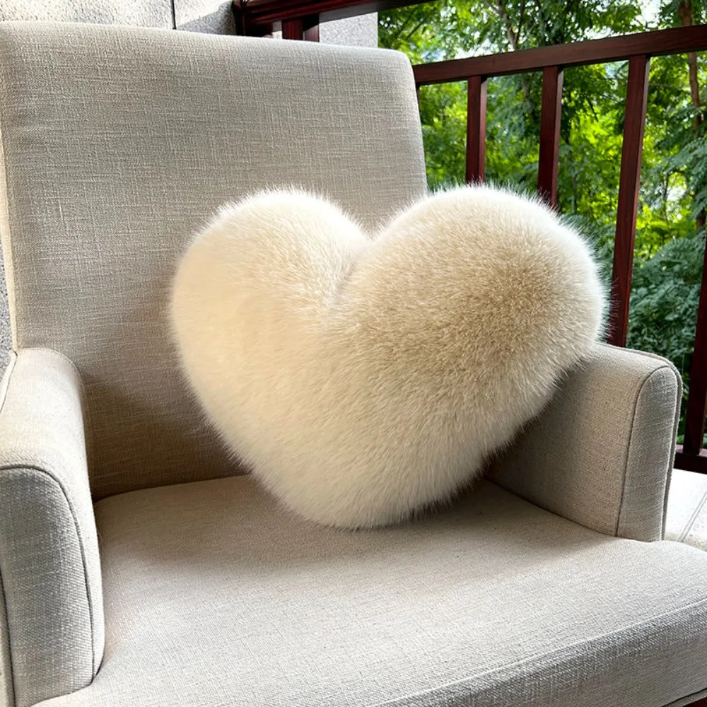 Love Plush Throw Pillow for Girl, Simple Household Creative Imitation Fox Fur, Affordable Luxury Sofa Cushion, Lumbar Pillow