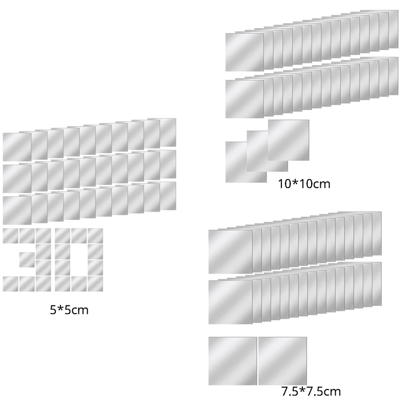 30 PCS Acrylic Mini Mirror Tiles Self Adhesive, Square High-Definition Tiny Mirror Tiles For Crafts