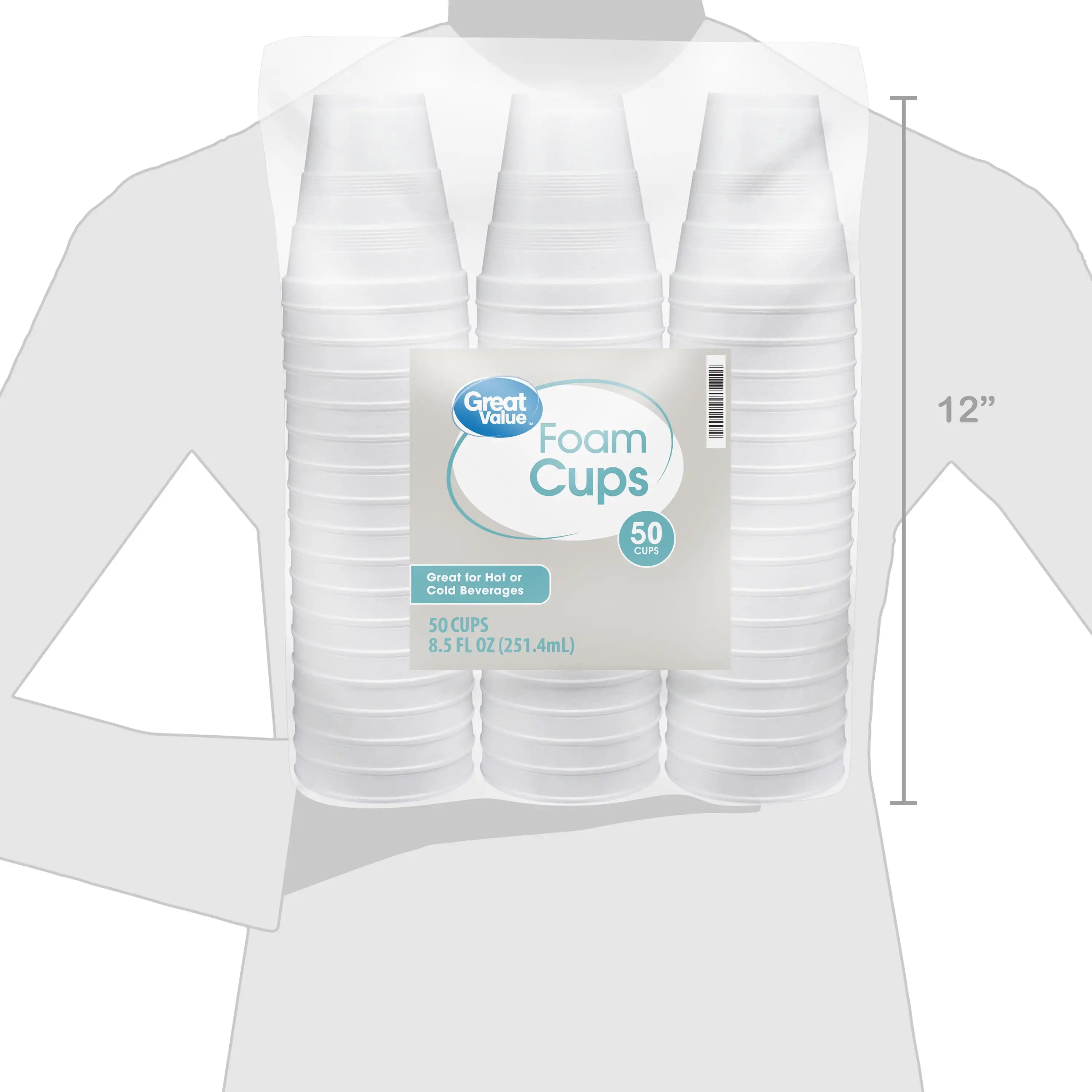 Disposable Foam Cups, 8 Ounce, 50 Count