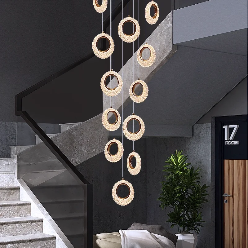 

Italian Gold Crystal Luxury Pendant Chandelier Light with Lampshade Suspension for Villa Restaurant Staircase Home Decoration