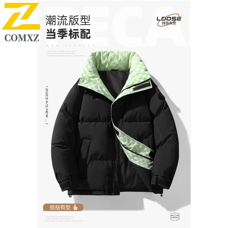 

COMXZ Мужская хлопковая стеганая куртка, стильная высококачественная повседневная стеганая куртка с воротником-стойкой, снежная походная стеганая куртка, повседневная ветрозащитная зимняя куртка