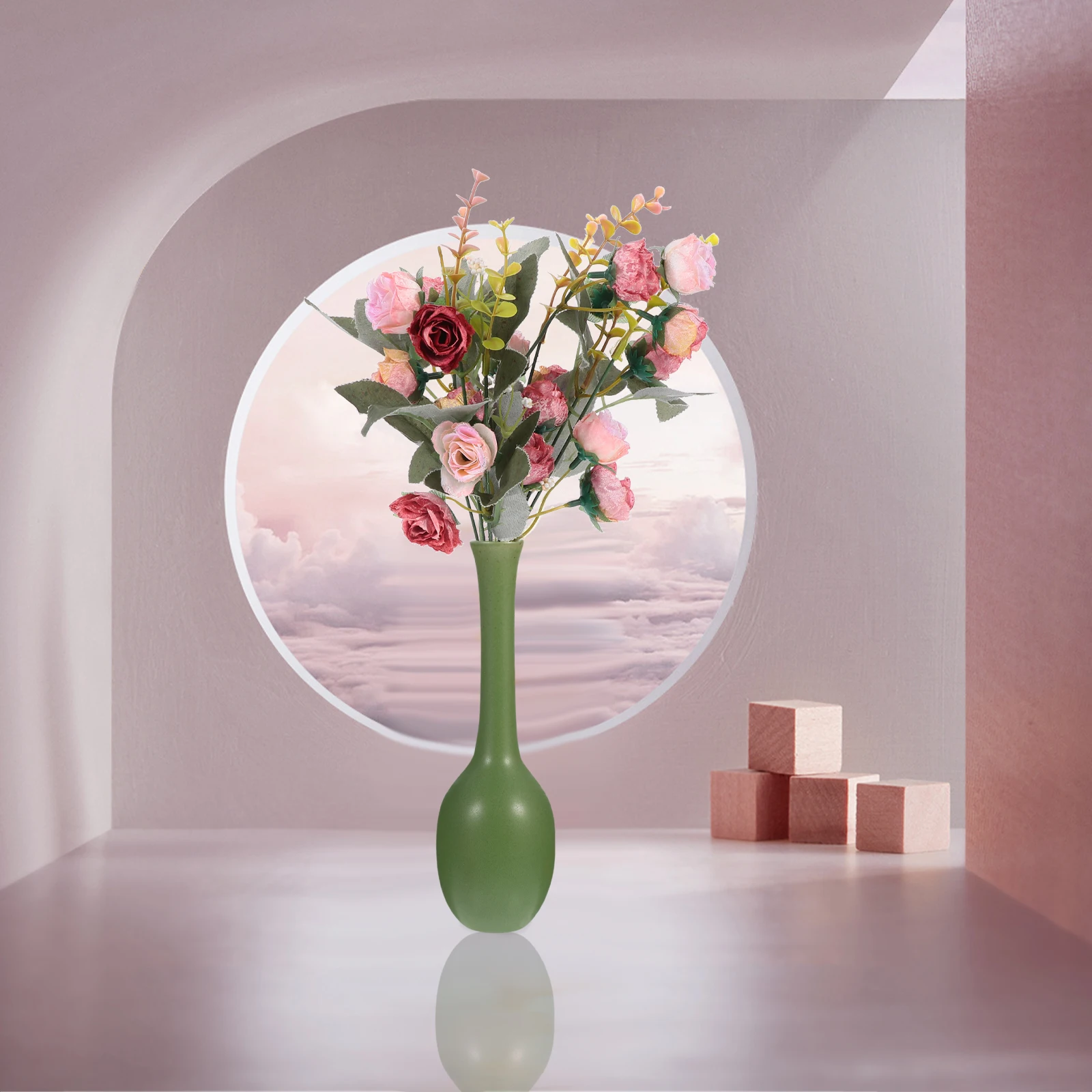 

Chinese Style Ceramic Vase Smooth Mouth Thick Bottom for Flower Display Home Table Decoration Floral Container