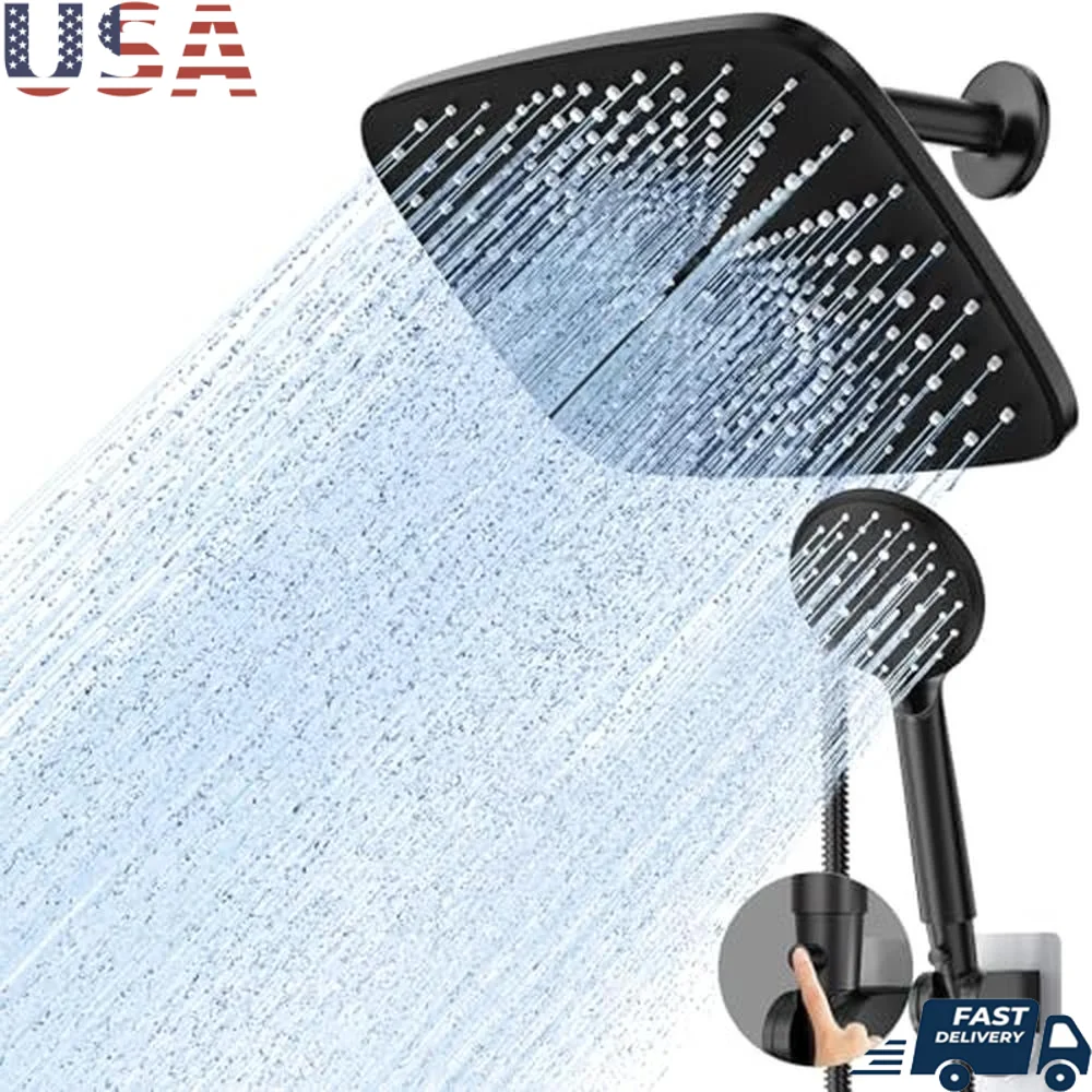 11.8 Inch High Pressure Rain Shower Head 5 Modes Handheld Spray Combo Wide Rainfall Shower 70