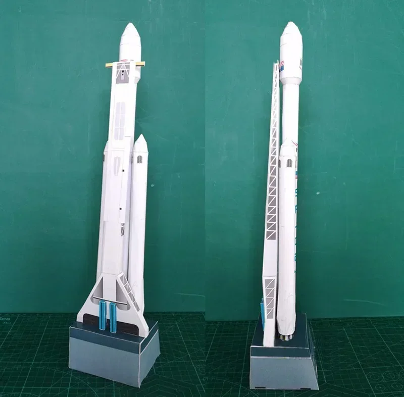 10 sztuk SpaceX Falcon ciężka rakieta DIY 3D karta papierowa Model zestaw do budowania zabawki budowlane zabawki edukacyjne dla dzieci Model wojskowy