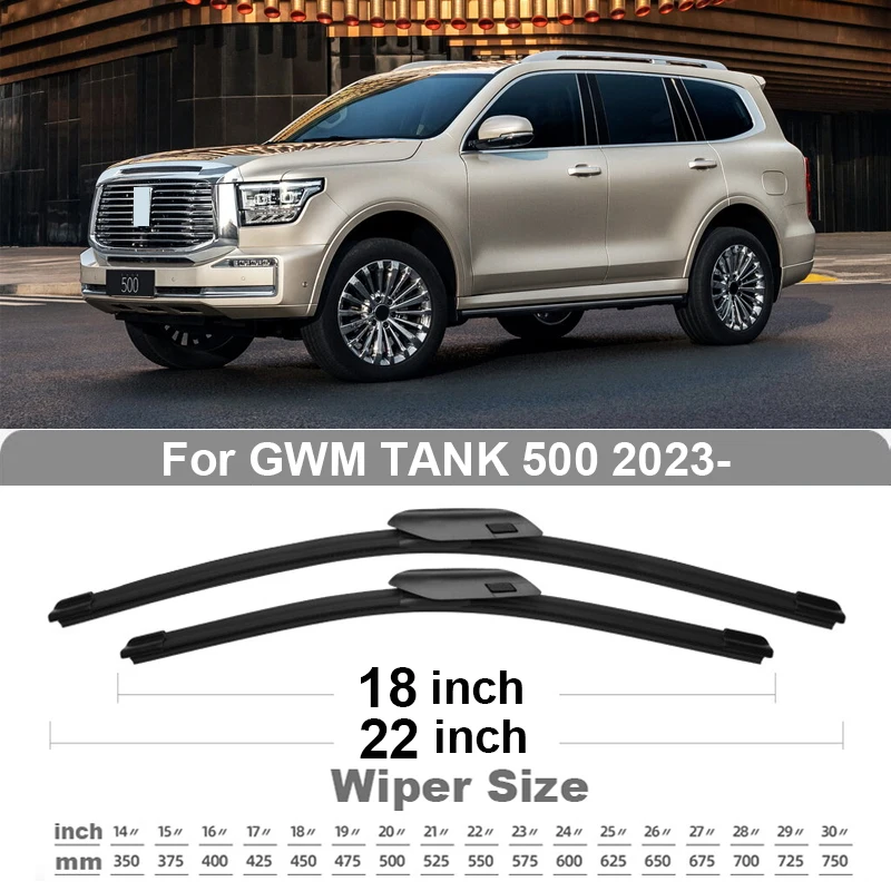 TONLINKER Wiper Blades For GWM TANK 500 SUV 2023 3.0T AT 4WD Car Accessories Front Windscreen Wiper Blade Brushes Cutter Goods