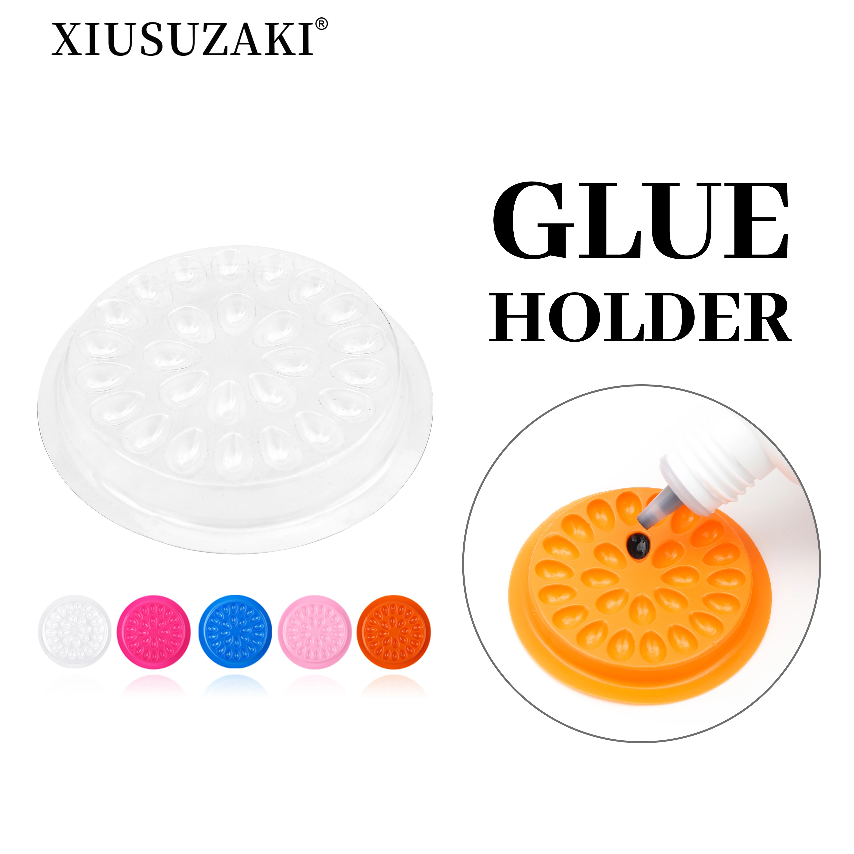 XIUSUZAKI 100pcs Disposable Eyelash Extension Glue Holder Pallet Plastic Holder Pallet Stand Pads for Fan Eyelashes Holder