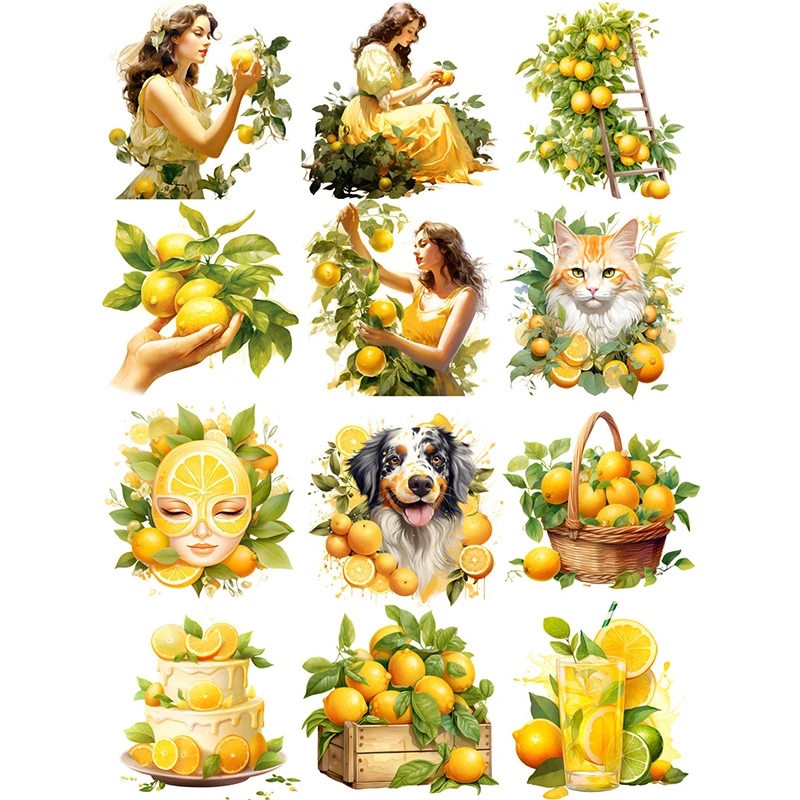 12Pcs/Pack Orange Girl Pet Sticker DIY Craft Scrapbooking Album Junk Journal Decorative Stickers