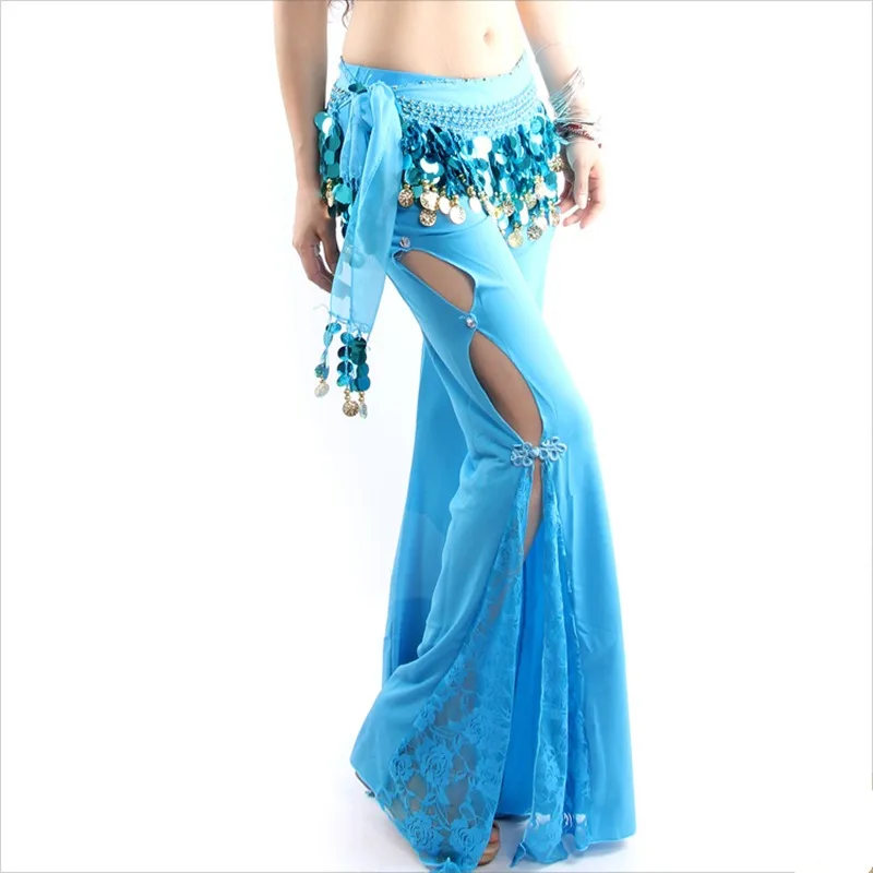 Aangepaste buikdanskostuum kanten broek aan de zijkant Oosterse danspraktijk Outfit Slit oefenkleding