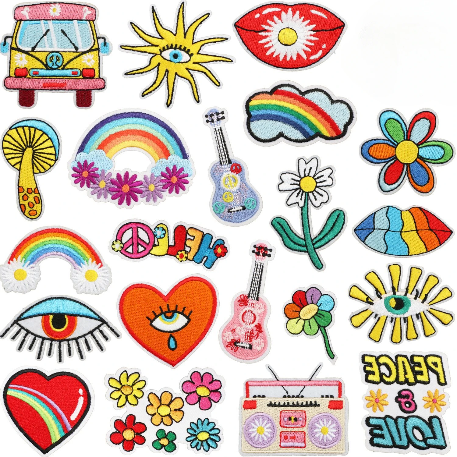 

Эмблема вышитые тканевые наклейки Мультяшные Цветы DIY железные нашивки для одежды