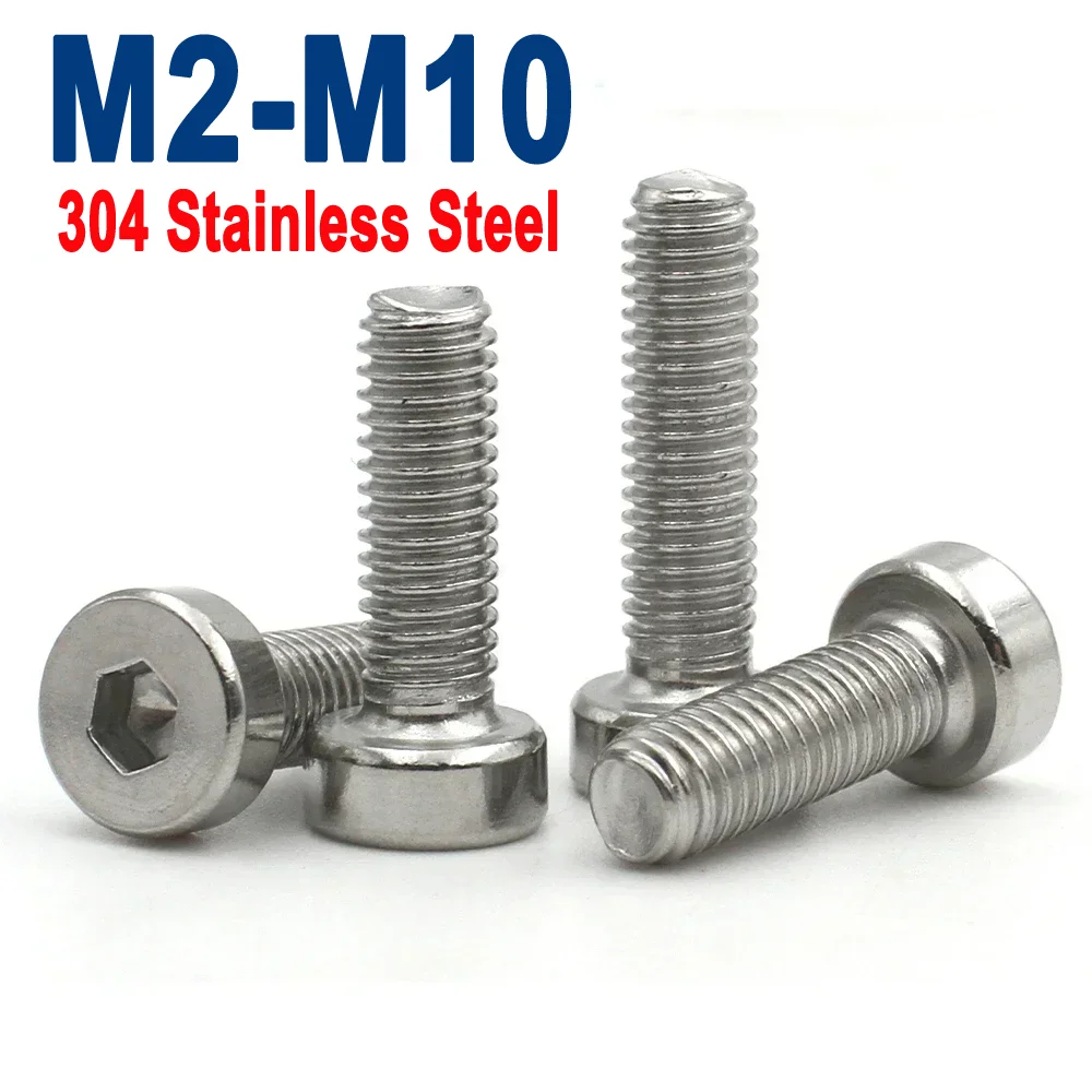 

5/10/20/50pcs M2 M2.5 M3 M4 M5 M6 M8 M10 DIN7984 304 Stainless Steel Hexagon Hex Socket Thin Short Low Cap Head Screw Bolt