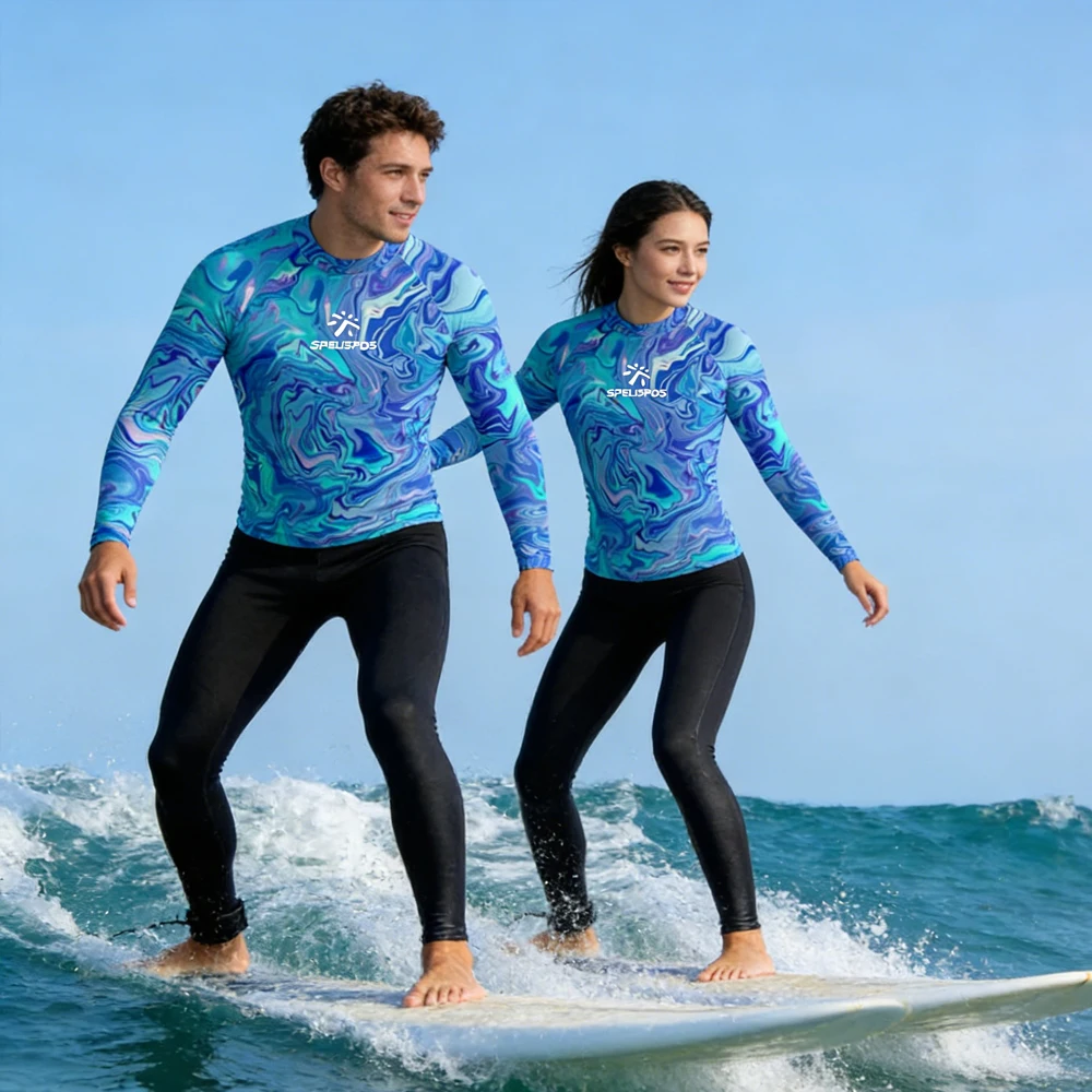 

Luxury Long Sleeve Men's and Women's RashGuard Surfing Clothing UPF50+Swim Shirt Breathable Lightweight Swimsuit for Water Sport
