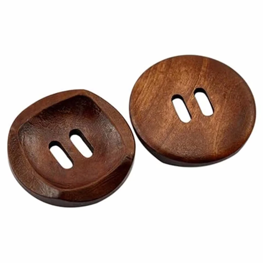10 PCS/Lot 30mm 2 Holes Coffee Brown Round Wooden Buttons For DIY Crafts Handwork Scrapbook Clothing Sewing Accessories