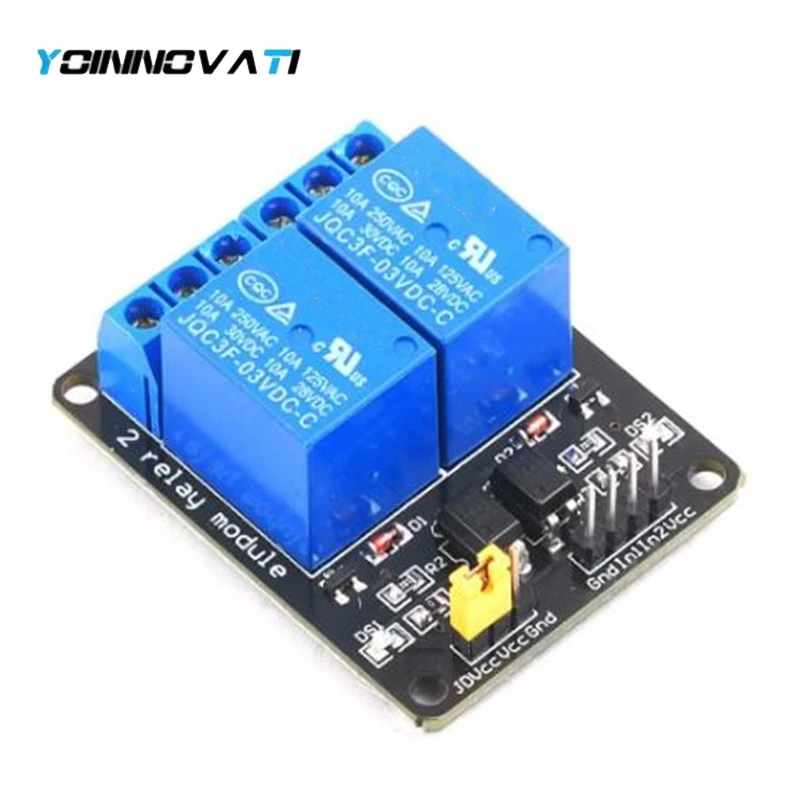YT 1pcs 5V 12V 24V 2 Channel Relay Module High and low Level Trigger Dual Optocoupler Isolation Relay Module