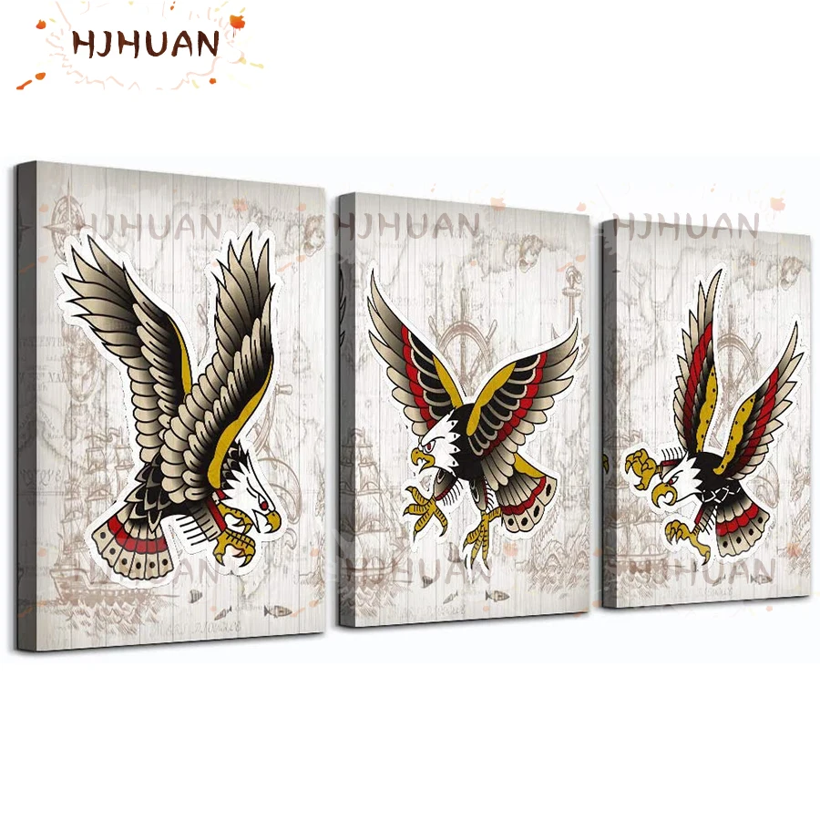 3pcs DIY Animal art, eagle Diamond Painting Rhinestone diamond Embroidery Cross Stitch Kit Mosaic Diamond Art Home Decoration