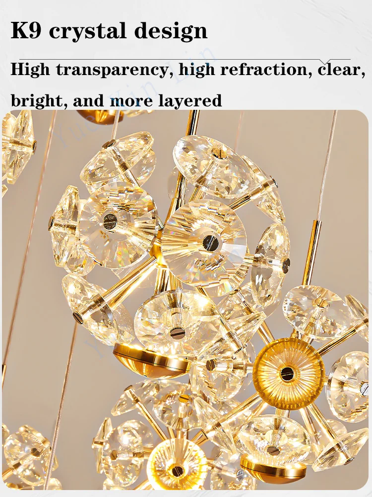 Imagem -05 - Golden Staircase Crystal Chandelier Long Chandelier Lâmpada de Iluminação Interior Modern Living Room Duplex Floor Lamp Luxury Villa