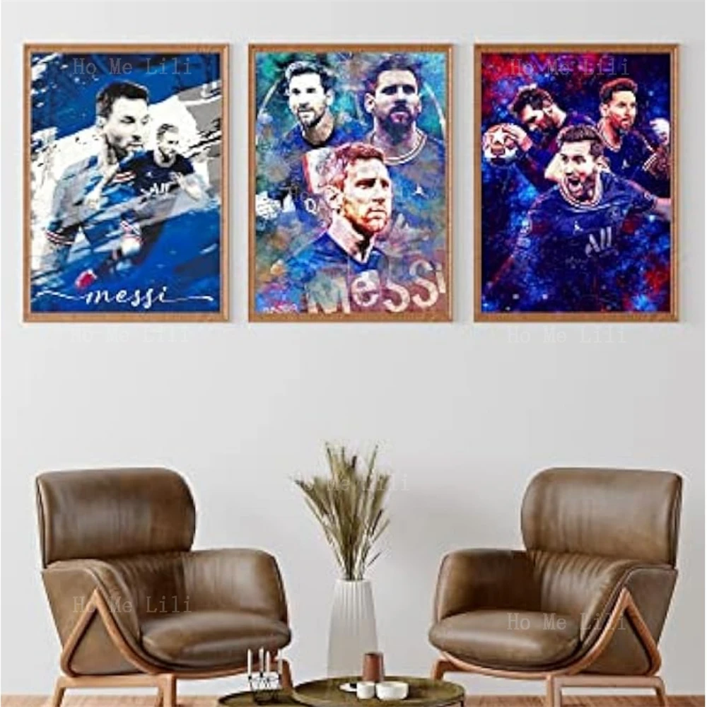 Famous Football Superstar Set Of 3 Posters Printed Living Room Wall Decoration Bedroom Fan Football Sports Room Gift