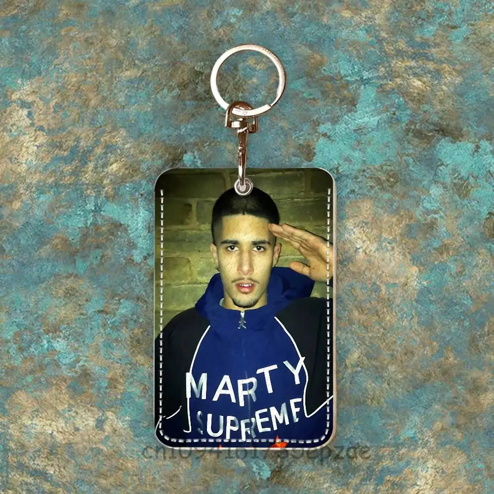 F-Fakemink Londons Saviour Rectangle Card Case Keychain Access Card Bag Key Tag Ring Leather Card Holder Key Ring Access