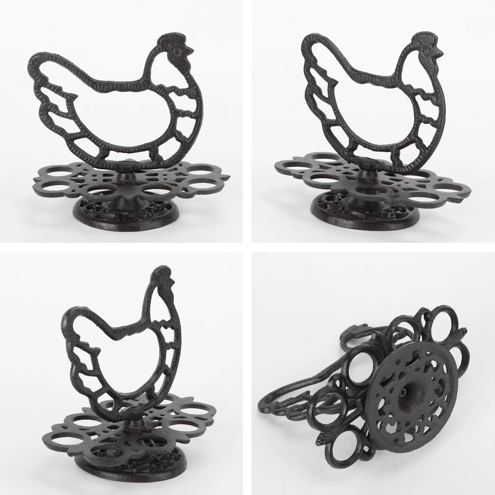 

1pc Retro Cast Iron Rack Black Iron Egg Storage Holder Kitchen Organizer Stand Egg Storage Rack For Kitchen Dining