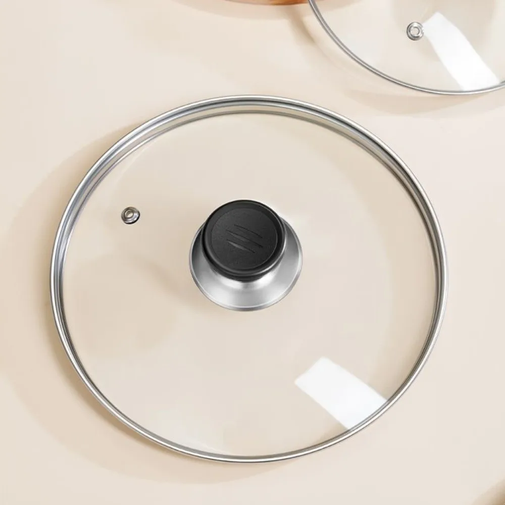

14-38cm/6-15in Tempered Glass Pot Lid Black Plastic Knob Universal Vertical Pan Lid Heat Resistant Anti-scalding
